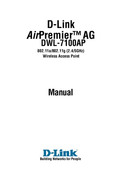 D-Link DWL-7100AP Wireless Access Point User Manual - cover page