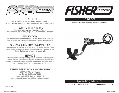 Fisher 1236-X2 Metal Detector Operating Manual - cover page