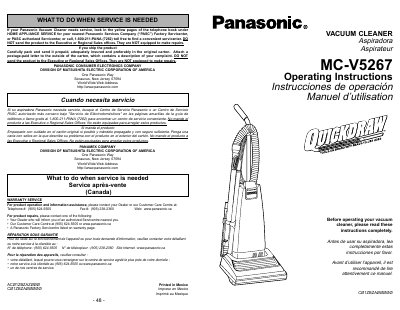 Panasonic MC-V5267 Vacuum Cleaner Operating Instructions - cover page