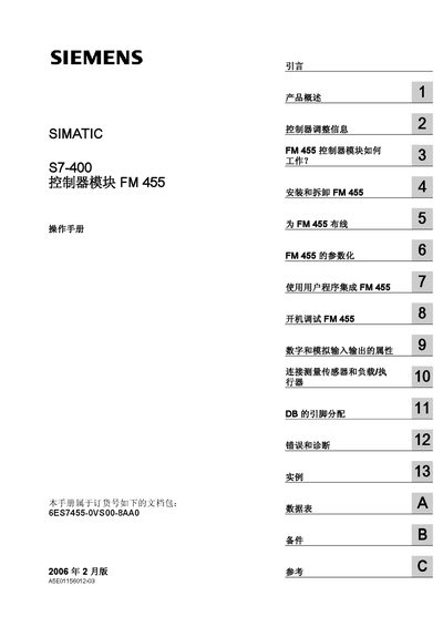 SIEMENS SIMATIC S7-400 controller module FM 455 Manual - cover page