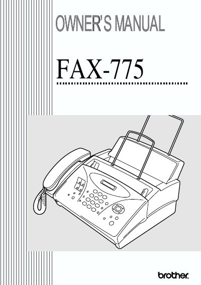 Brother FAX-775 Fax Machine Owner's Manual - cover page
