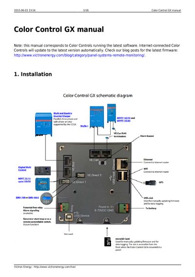 Victron Energy Color Control GX User Manual - cover page