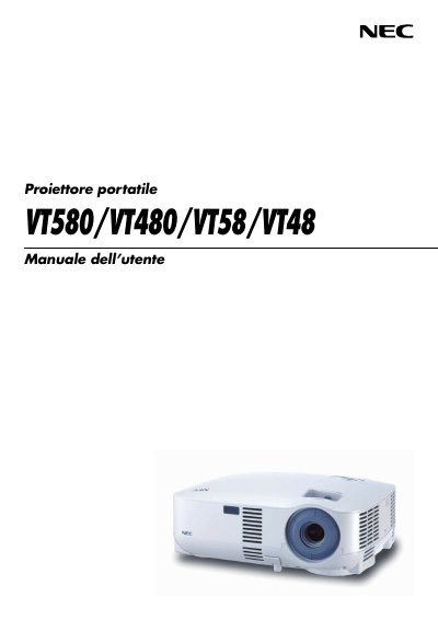 NEC VT580/VT480/VT58/VT48 Projector User Manual - cover page