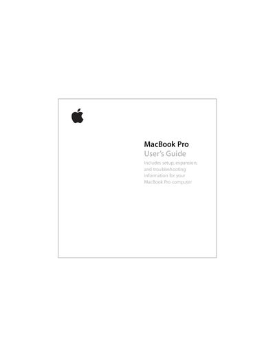Apple MacBook Pro User Manual - cover page