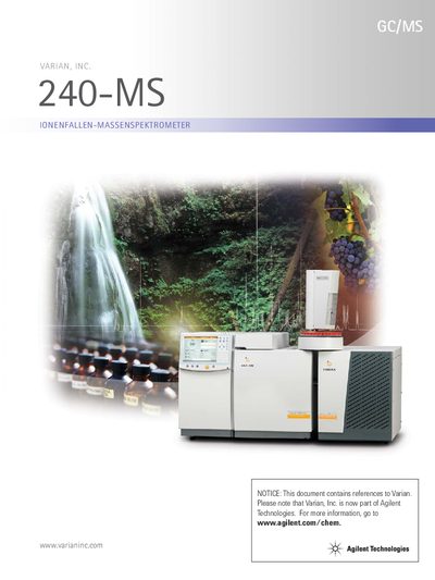 Agilent 240-MS Ion Trap Mass Spectrometer Product Leaflet - cover page
