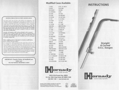 Hornady Straight & Curved O.A.L. Gauges User Manual - cover page