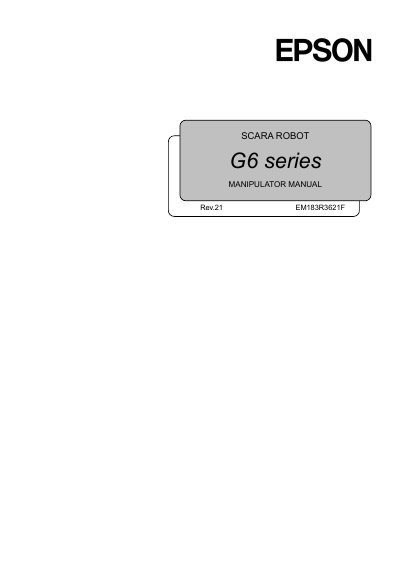 Epson G6 Series SCARA Robot Manipulator Manual - cover page