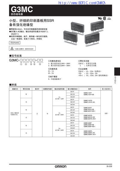 Omron G3MC Solid State Relay Handbook - cover page