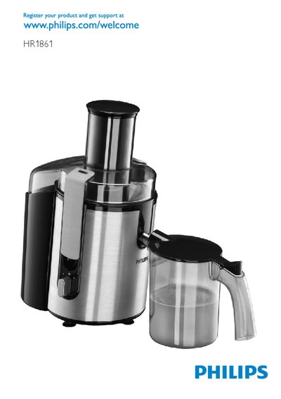 Philips HR1861 Juicer User Manual