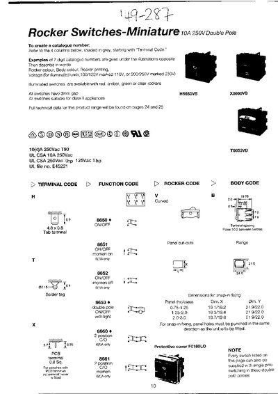 104673 Miniature Rocker Switch Product Leaflet - cover page