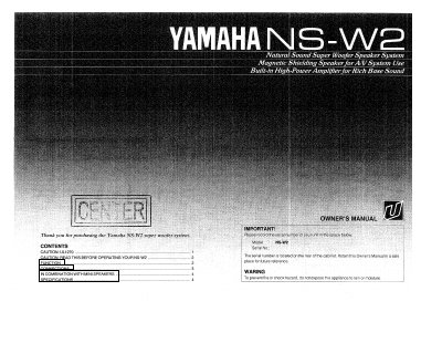 YAMAHA NS-W1 Manual(1) - cover page