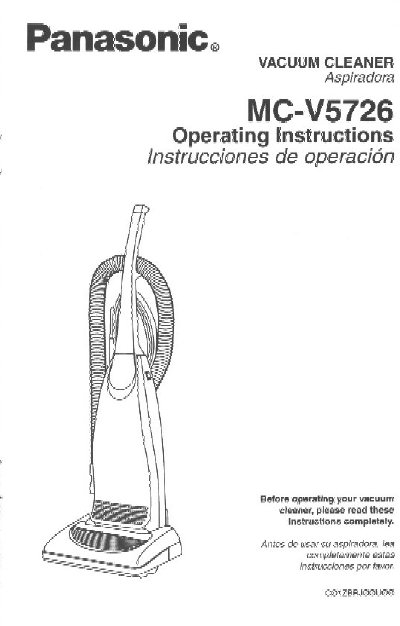 Panasonic MC-V5726 Vacuum Cleaner Operating Instructions - cover page