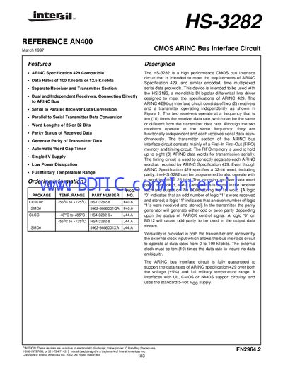 Intersil HS-3282 Datasheet - cover page