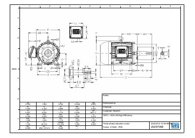 WEG GERMANY MOTOR 10HP 2P 215JM WFF2 technology data