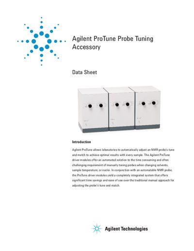 Agilent ProTune Probe Tuning Accessory Data Sheet - cover page