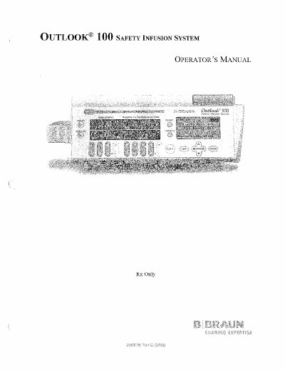 B. Braun OUTLOOK 100 Infusion System Operator's Manual - cover page