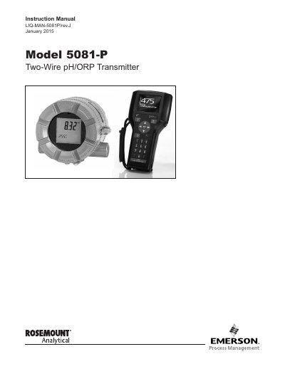 Rosemount 5081-P Two-Wire pH/ORP Transmitter User Manual - cover page