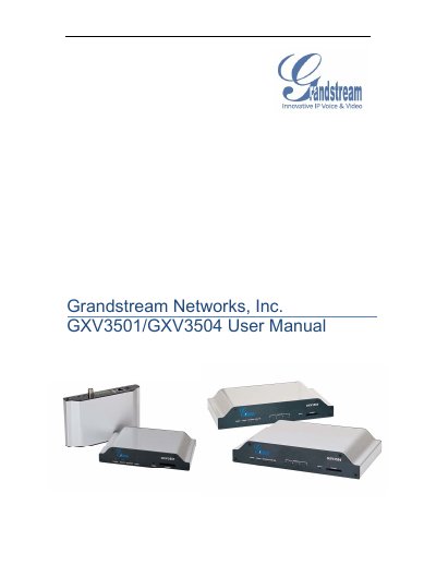 Grandstream GXV3501/GXV3504 Digital Video Server User Manual - cover page