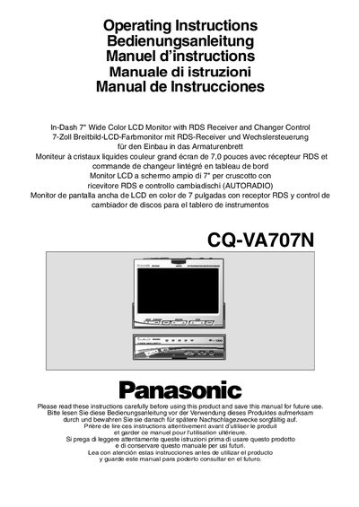 Panasonic CQ-VA707N In-Dash LCD Monitor User Manual - cover page