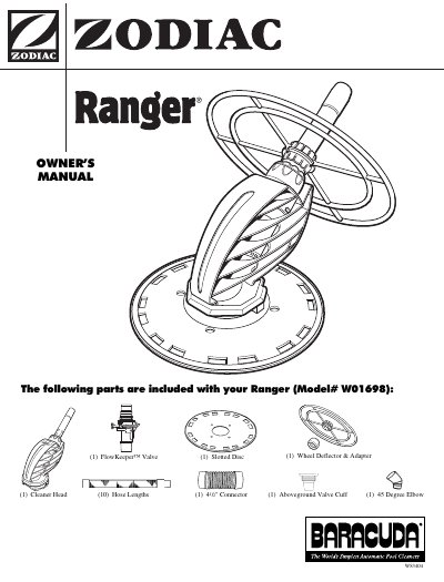 Zodiac Ranger Aboveground Pool Cleaner Installation Guide - cover page