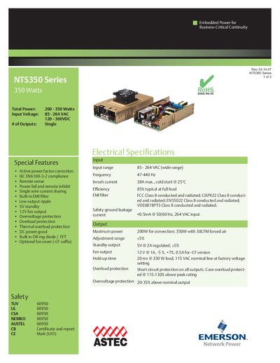 Emerson NTS350 Series Datasheet - cover page