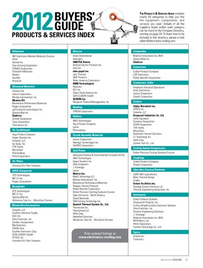 Electronics Cooling 2012 Buyers' Guide Products & Services Index - cover page