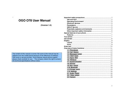 OGO O78 User Manual - cover page