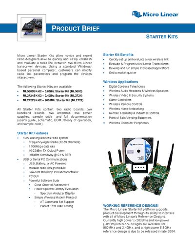 Micro Linear Starter Kits Product Brief - cover page