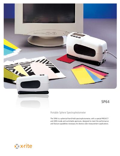 X‑Rite SP64 Portable Sphere Spectrophotometer Product Leaflet - cover page
