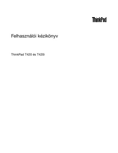 Lenovo ThinkPad T420/T420i User Manual - cover page