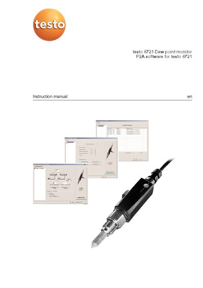 Testo 6721 Dew Point Monitor P2A Software User Manual - cover page