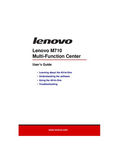 Lenovo M710 Multi-Function Center User Manual - cover page