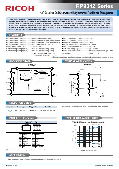 Ricoh RP904Z Series Step-down DC/DC Converter Datasheet - cover page