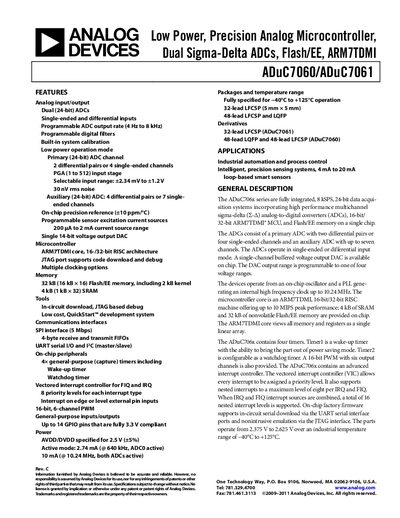 Analog Devices ADuC7060/ADuC7061 Analog Microcontroller Manual