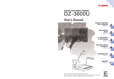 Canon DZ-3600U Digital Document Camera User Manual - cover page