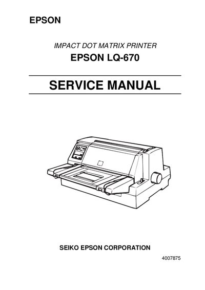 Epson LQ-670 Impact Dot Matrix Printer Service Manual - cover page