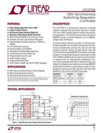 Linear Technology LTC3703 Datasheet - cover page