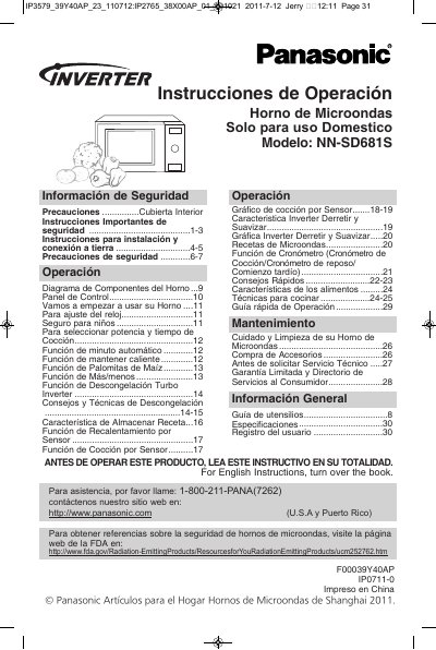 Panasonic NNSD681S-SPA Manual - cover page