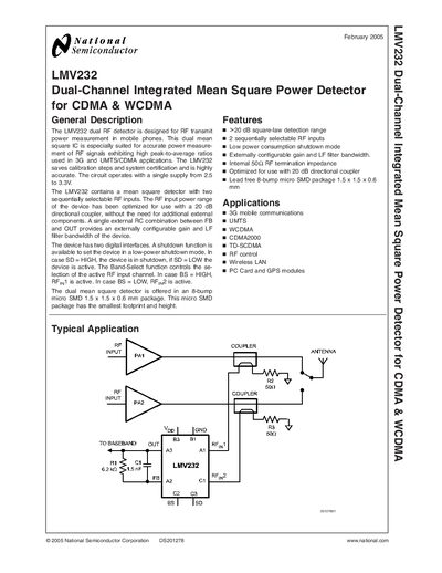 National Semiconductor LMV232 Datasheet - cover page