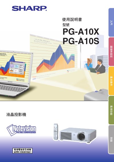 Sharp PG-A10X PG-A10S Projector User Manual - cover page