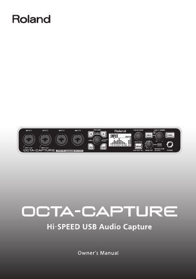Roland OCTA-CAPTURE Hi-SPEED USB Audio Capture Owner's Manual - cover page