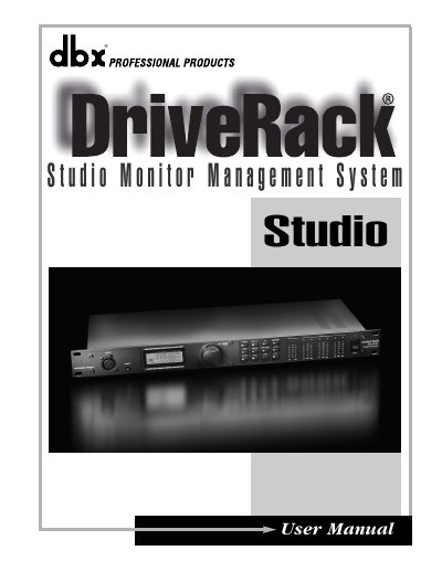 dbx DriveRack Studio Studio Monitor Management System User Manual - cover page