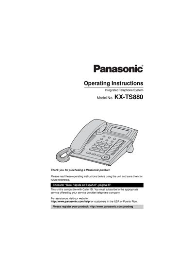 Panasonic KX-TS880 Operating Instructions - cover page