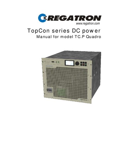 Regatron TC.P Quadro DC Power Supply Operation Manual - cover page