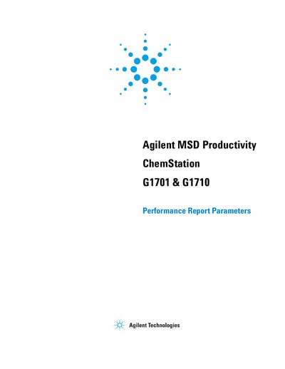 Agilent MSD Productivity ChemStation G1701 Performance Report Parameters Guide
