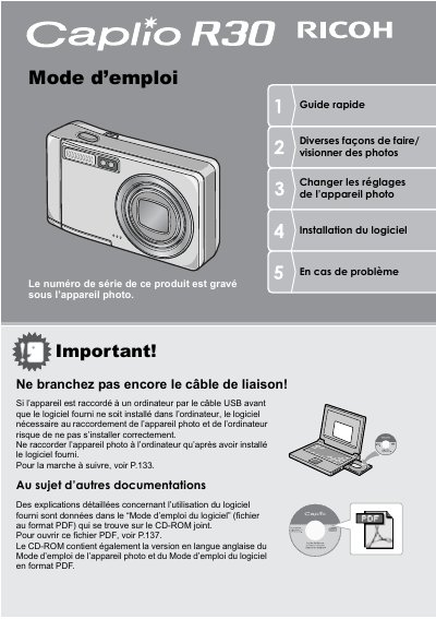 Ricoh Caplio R30 Digital Camera User Guide - cover page