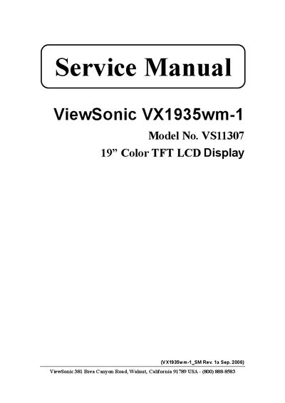 ViewSonic VX1935wm-1 Service Manual - cover page