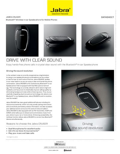 Jabra Cruiser Quick Start Guide - cover page