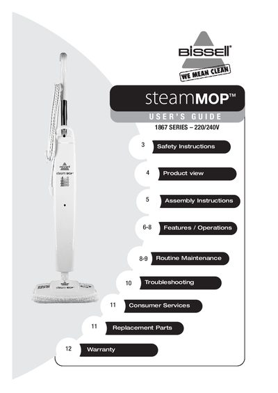 BISSELL 1867 SERIES Steam Mop User Guide - cover page