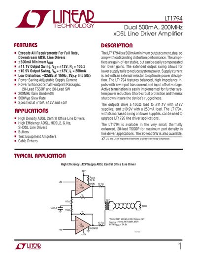 Linear Technology LT1794 Datasheet - cover page